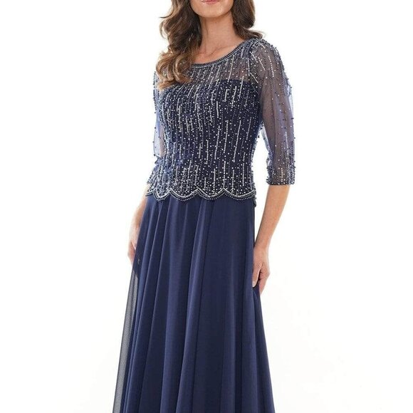 NWT Marsoni by Colors M312 Chiffon Mother of the Bride Dress Navy size 14 - Picture 1 of 8